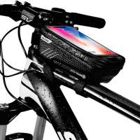 Сумка на передней раме велосипедного сотового телефона, водонепроницаемая, верхняя труба велосипеда, с сенсорным экраном, красно