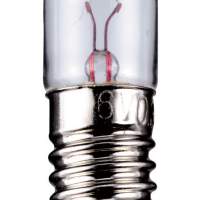 Tube lamp base E10 7.0 volts 0.7 watts 28mm clear, pack of 10