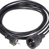 Protective contact extension Schuko plug/coupling L.10m H05VV-F 3x1.5mm2 black