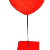 Wooden heart red stand with base 23 cm for decoration or as a gift